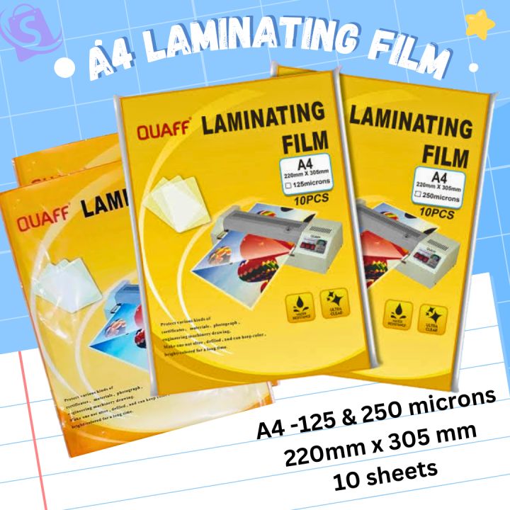 A4 Laminating Films125 &250 microns (10 sheets per pack) Lazada PH