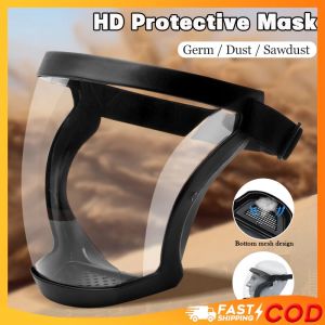 Transparent Full Fcae Mask Anti Fog Dustproof Face Shield Work Protective Safety Mask Reusable Masks