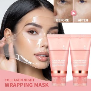 Hydrolyzed Collagen Overnight Wrapping Mask Washable Night Cream Peel-Off Mask Non-Irritating Tear Mask Deep Cleansing Hydration Sleeping Mask 75g
