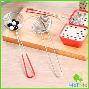 MetMe กระชอนไข่มุก กระชอนมินิ ด้ามแดง กระชอนสแตนเลส สามารถตกปลามูก สาคู และผลไม้ชิ้นได้