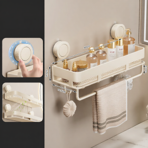 MOSHANG | No-Drill Suction Cup Bathroom Wall Shelf