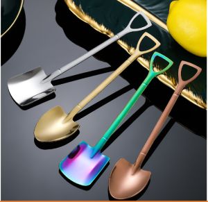 Muỗng cà phê  kem bằng thép không gỉ 304 thiết kế hình xẻng dễ thương -  thìa cán dài - muông dài - thìa cà phê -