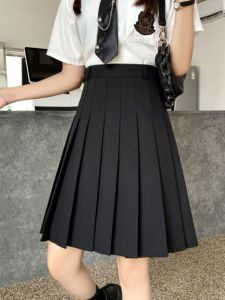 Korean Style plus Size A-Line Midi Skirt Womens Spring Autumn New Style Pleated School Uniform Wind Slimming Half-length Skirt