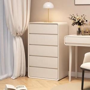 No-Install Solid Wood Five-Drawer Cabinet Bedroom Wall Storage Chest Living Room Furniture Plain Modern Style Eco-Board Material