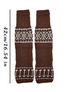 Vintage Geometric Print Over Calf Socks Polyester Cotton Blend Warm Elastic for Y2K Japanese Streetwear Look