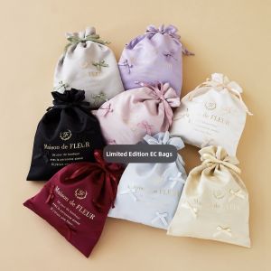 Sakura Sisters Macaron Ribbon Drawstring Bag Travel Storage Organizer Replacement Inner Pocket Butterfly Knot Design