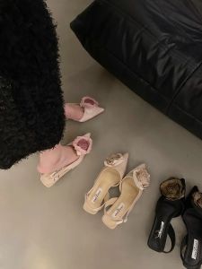 French high heels pink bag head sandals womens shoes Chinese style pointed head single shoes