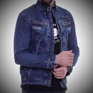 Elfaras Fashion Jaket Jeans Resleting Pria Zipper Denim Cowok M L XL XXL XXXL Jumbo
