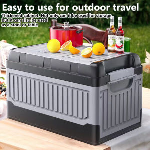 Double Layer Large Capacity Car Storage Box PP Material Non-Toxic and Odorless 42L Size with Folding and Handle Buckles Universal Car Interior Accessory