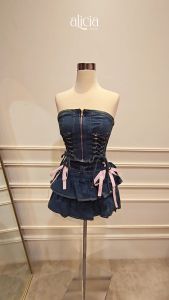 Alicia Couture - Yeoja Oneset - Oneset Jeans Korean Style - Ready Stock