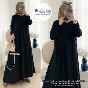 Pakaian Wanita Elegan: Dress Reta Black LD 105 Moela Berlabel