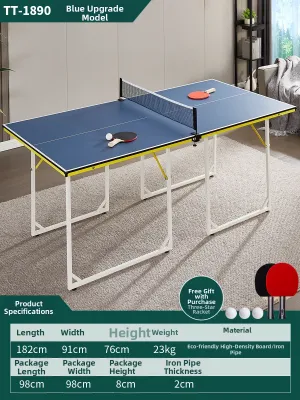 Toposport Childrens Table Tennis Table Portable Indoor Foldable Sports Entertainment Small Size Half Foldable 182x91x76cm