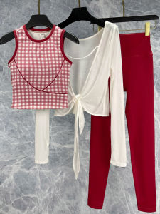 New 2025 Womens Yoga Clothes Three-Piece Set Quick Dry Exercise Fitness Workout Running Sports Vest Top Tight Fit Breathable