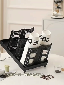 Multi Cup Holder – Foldable Rotating Stackable & Wall Mountable for Coffee/Bubble Tea Shops - Paper Cup Dispenser Organizer -Foldable plastic storage container suitable for Coffee Cup&Lid Holder
