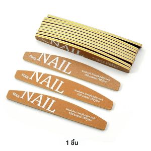 2/5/10pcs Pack 100/180 กรวดสีเหลืองเล็บไฟล์ Half Moon Emery บอร์ดสองด้านสําหรับเจล/อะคริลิค/ ธรรมชาติเล็บ Home Salon ใช้