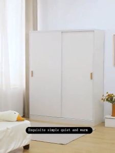 [On Hand]Nordic Luxury Sliding Door Wardrobe Cabinet Wood Furniture Wardrobe Organizer 180cm Height large space durable