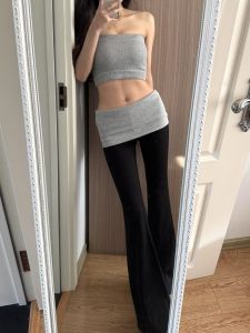 Extended Length Micro Flared Pants Womens Low Waist 180cm Tall Slim Fit Casual Horse Hoof Pants Korean Style Commute