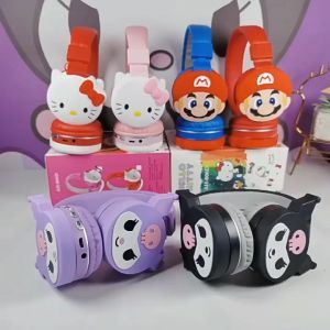 หูฟังไร้สาย หูฟังแบบครอบหู หูฟัง Headphone Bluetooth 5.3 ตัดเสียงรบกวน รองรับวิทยุ FM / Micro SD Card ลายการ์ตูน