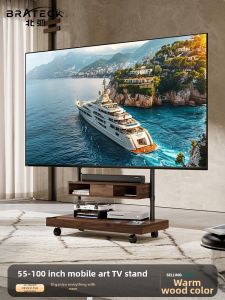 Brateck | Movable TV Stand for 55-100 Inch TVs with Storage