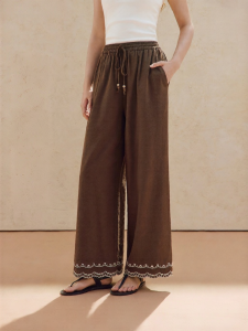 INMAN | Embroidered Wide Leg Trousers Summer Casual