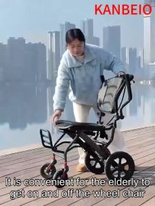 High quality portable folding four-wheel wheelchair convenient folding handcart for travel can be used on airplanes