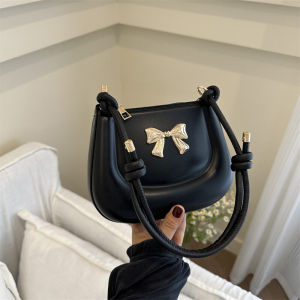 Fashionable Korean Style Butterfly Knot Small Saddle Bag Womens Lipstick Shoulder Crossbody Bag Popular Match Single Shoulder Slanting Bag
