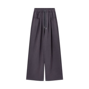 Loose Comfortable Black Drawstring Long Pants for Women: Early Spring High Waist Wide Leg Casual Sports Trousers