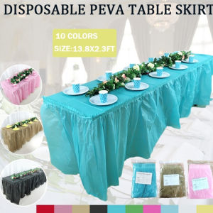 Disposable Table Skirt/Table Cloth BPA Free Plastic Tableskirt Reusable Rectangular Tablecloth Skirt Birthday Banquet Party