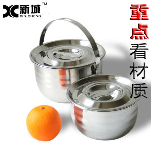 Lightweight 304 Stainless Steel Egg Beater Basin with Lid And Handle Deepened Heatable Seasoning Pot Soup Pan Heat Resistant