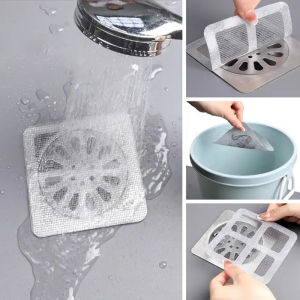 Disposable Floor Drain Sticker Shower Drain Hair Catcher Mesh Stickers Mesh Covers Hair Catcher for Shower Floor Sink Strainer Filter Mesh Stickers