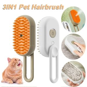 Steamy Dog Brush Electric Spray Cat Hair Brush 3 in1 Dog Steamer Brush for Massage Pet Grooming Removing Tangled and Loose Hair