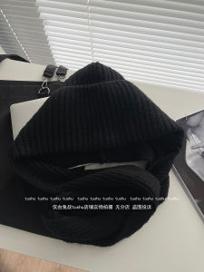 Warm Fleece Lined Knitted Scarf Hat One Piece Winter Style Small Face Effect Headwear for Women Youth Shopping Street Fashion