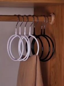 Multifunctional Metal Ring Scarf Shawl Scarves Holder Tie Belt Hook Organizer Hanger Wardrobe Storage Holder Display Rack Holder