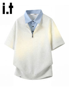 izzue | Color Blocked Mock Two-Piece Polo Shirt T-Shirt