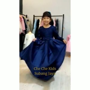 Kids Long Dress Princess Gown Long Sleeve Satin High Quality 4y - 13y