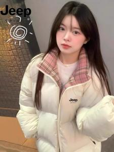 Jeep Spirit Womens down Cotton Jacket Stand Collar Loose Thick Winter Coat Sweet Style School Element Eco-Friendly Material