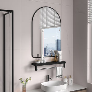 ​​FairCraft​​ Arched Glass Mirror Bathroom Mirror With Shelf Vanity Mirror Wall Mirror Makeup Mirror Round Mirror