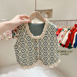Girls Knitted Vest Spring Autumn New Style Baby Childrens Clothing Three Color Ethnic Flower Embroidery Knitted Vest