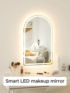 Bathroom Arch Mirror With Led Tricolor Light Wall Decor Toilet Smart Vanity Mirror For Bathroom