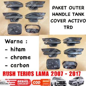 Paket Outer Handle Tank Cover Rush Terios Old Lama 2007 2015 2017 Hitam Chrome Carbon