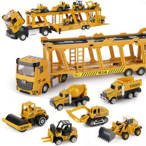Construction Carrier Trucks Toy Set Highly Simulated Driving Model Vehicles Wheel Loaders Rollers Transport Trucks For Children