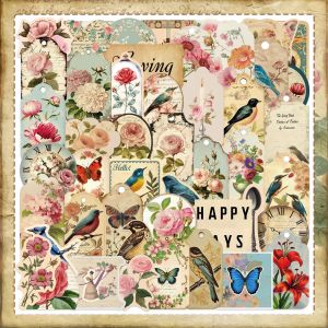 Retro Cartoon Artistic Decorative Stickers 50 Pieces for Mobile Phones And Water Cups Waterproof Flower Butterfly Bird Designs