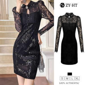 HT EraVogue เดรสผู้หญิง เดรสผ้าเลื่อม เดรสลูกไม้ เดรสเฟื้อ เดรสวินเทจ เดรสออกงาน เดรสปาร์ตี้ เดรสฝรั่งเศส 21018