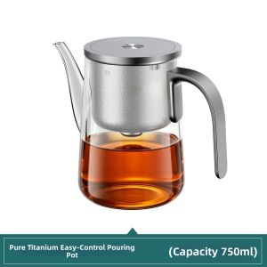 Glass Teapot with Titanium Magnetic Infuser Separating Tea and Water