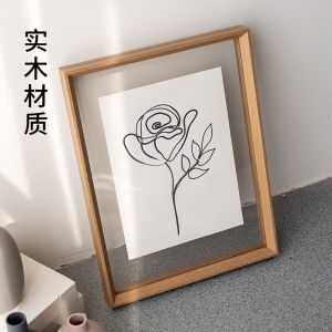 Double-Sided Transparent Photo Frame A4 Display Custom Acrylic Solid Wood Picture Frame Mounting Calligraphy Large Frame Poster Frame Wall Hanging