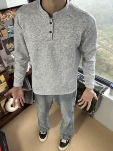 Áo Thun Dài Tay American Henry Cổ Tròn Dáng Ôm Mùa Thu Cho Nam Áo Thun Thường Ngày Chất Liệu Cotton Mềm Mại Thoải Mái