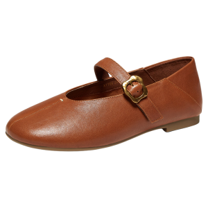 Artistic Leather Ballerina Flats Black