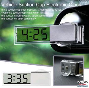 Car Digital Mini Clock With Sucker Windshield Dashboard LCD Display Electronic Clock