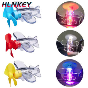HLINKEY Car Rotatable Airplane Wind Powered Small Led Light Airplane Decor Car Styling Ornaments Bikes Motorcycle Bicycle Decorations