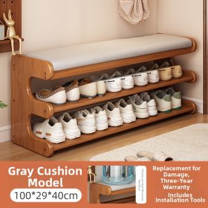 CHUJUN | Elegant Entryway Shoe Rack with Seating and Soft Cushion